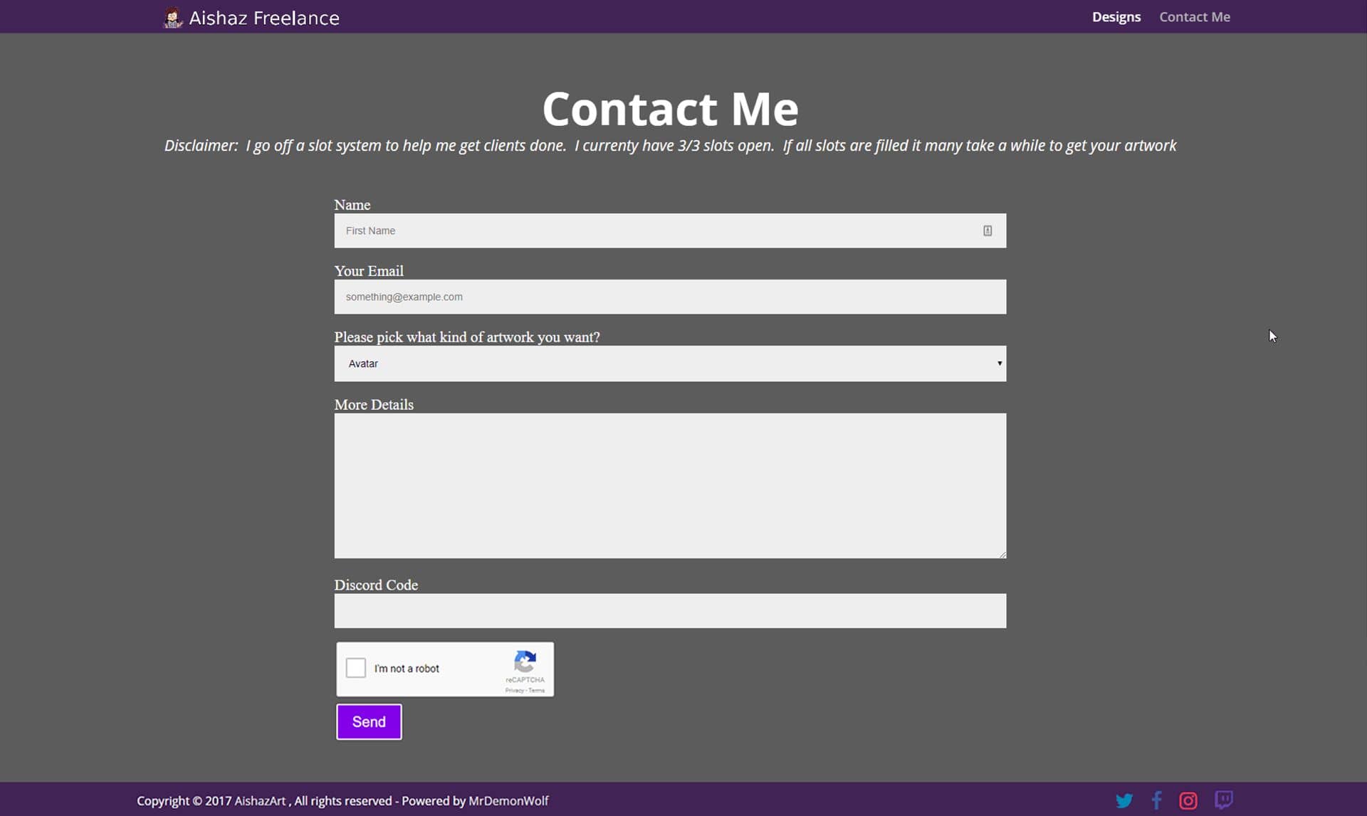 Aishaz Art Contact Page