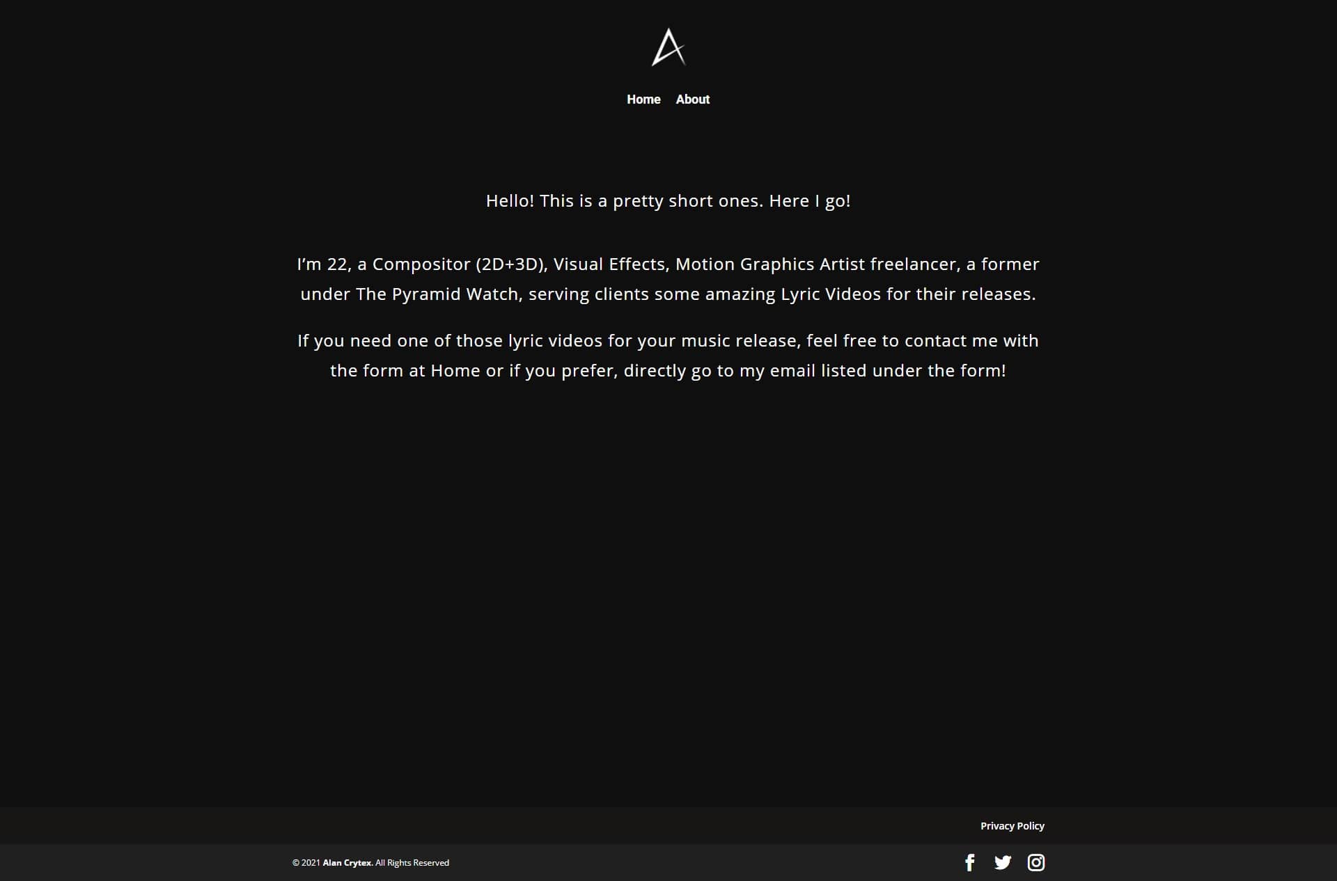 Alan Crytex About Page