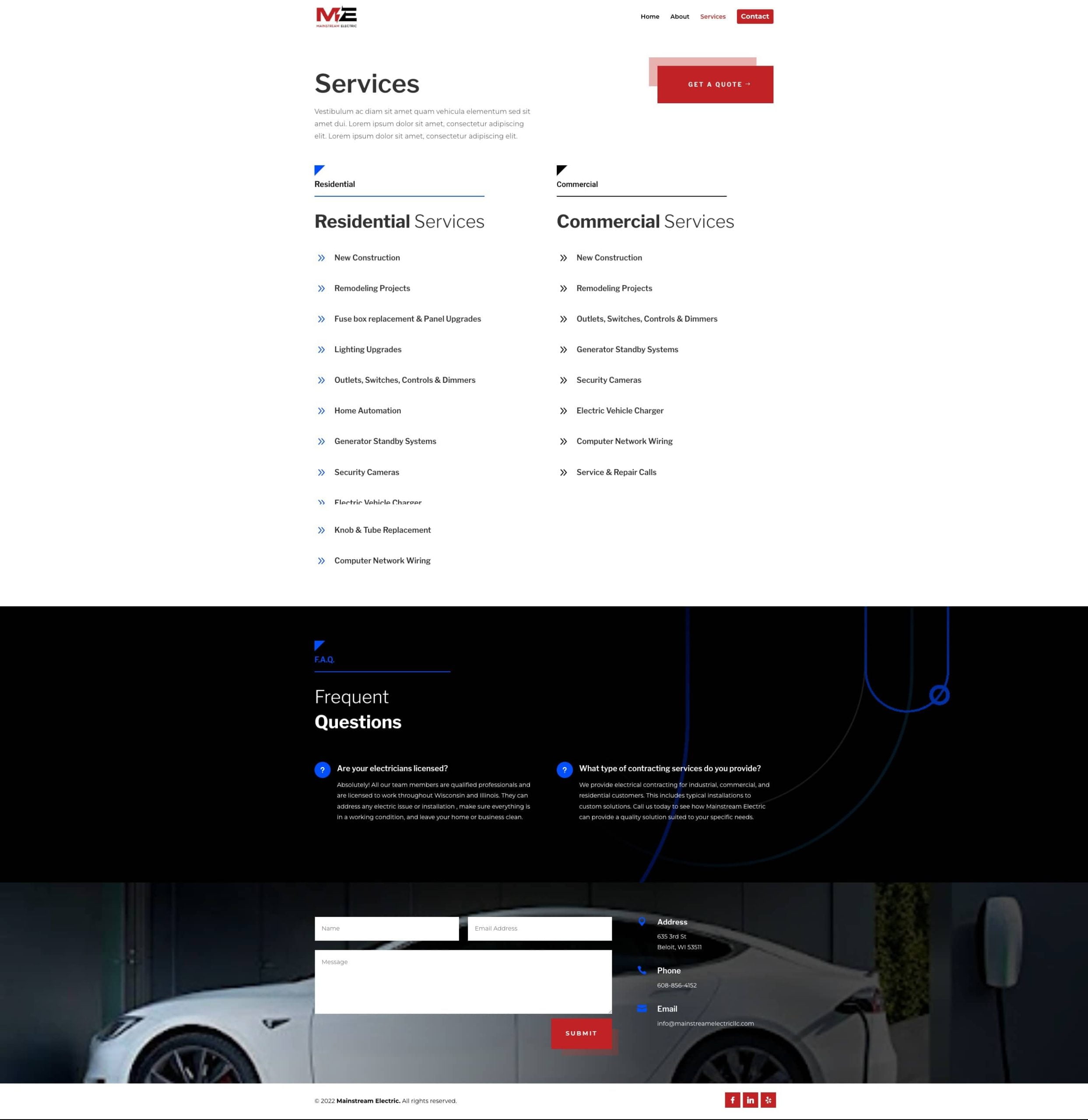 Mainstream Electric Services Page
