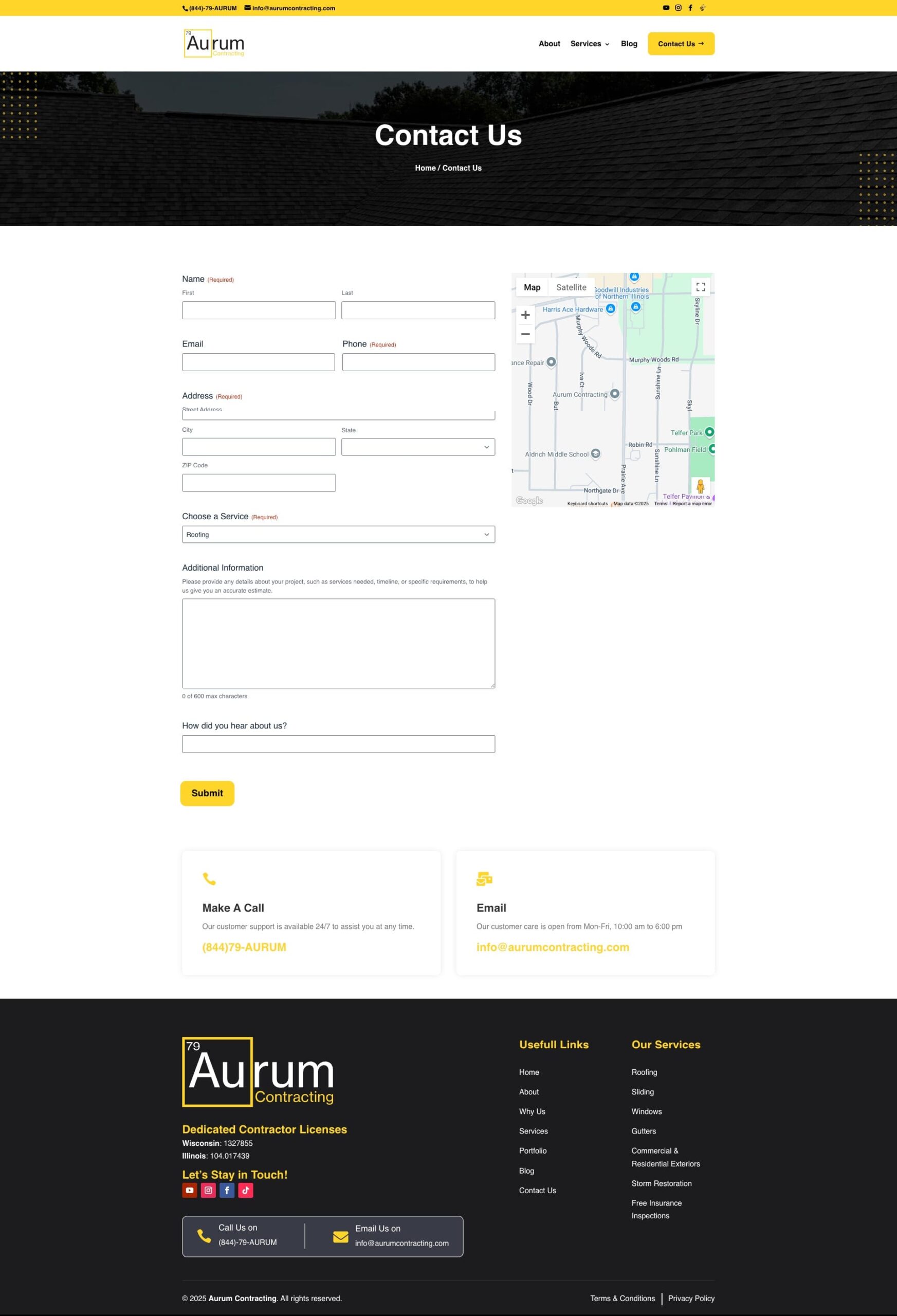 Contact Aurumcontracting Portfolio Content